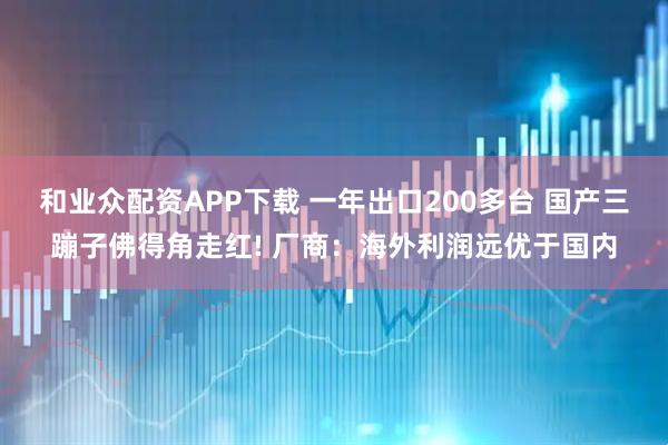 和业众配资APP下载 一年出口200多台 国产三蹦子佛得角走红! 厂商:海外利润远优于国内